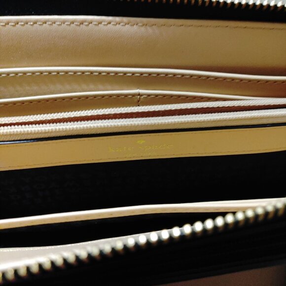 Wristlet Wallet Kate Spade New York Zip Around Black Leather Organizer Pockets - Picture 4 of 9